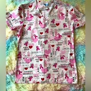 Breast Cancer Print Scrub Top